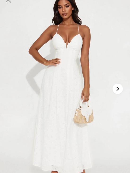 Fashion Nova Dresses & Skirts - Fashion Nova White Eyelet Spaghetti Strap Maxi Dress